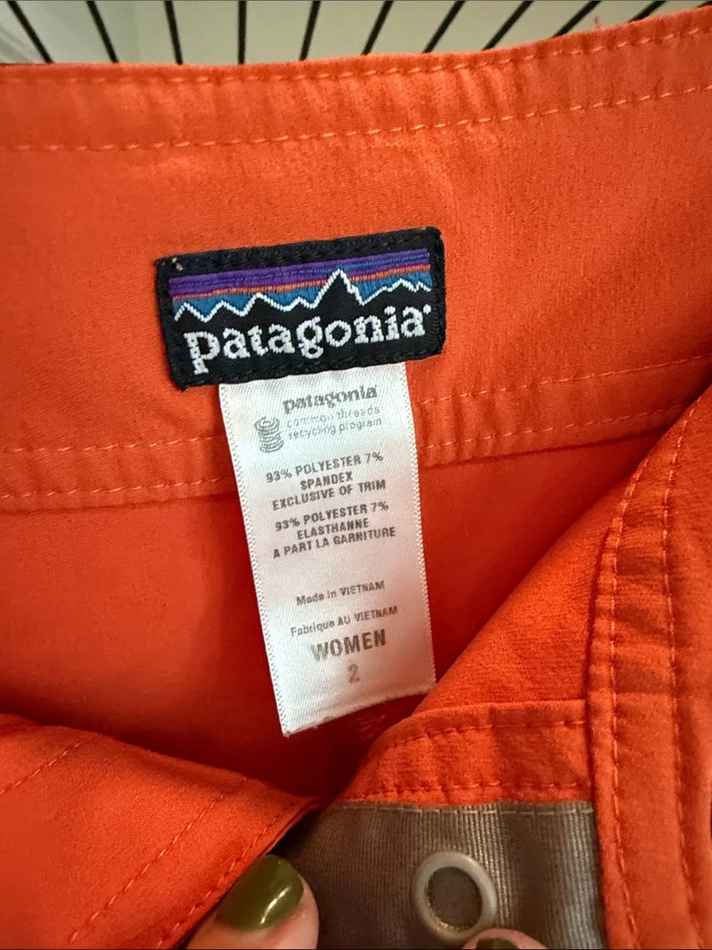 Patagonia Bright Orange Board Shorts with Gray Drawstring